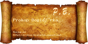 Prokop Boglárka névjegykártya